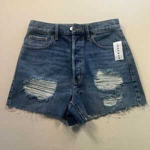 PacSun Ultra High Rise Vintage Denim Shorts Size 27 NWT Distressed Button Fly